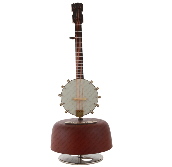 Cheap wooden miniature banjo rotating music b